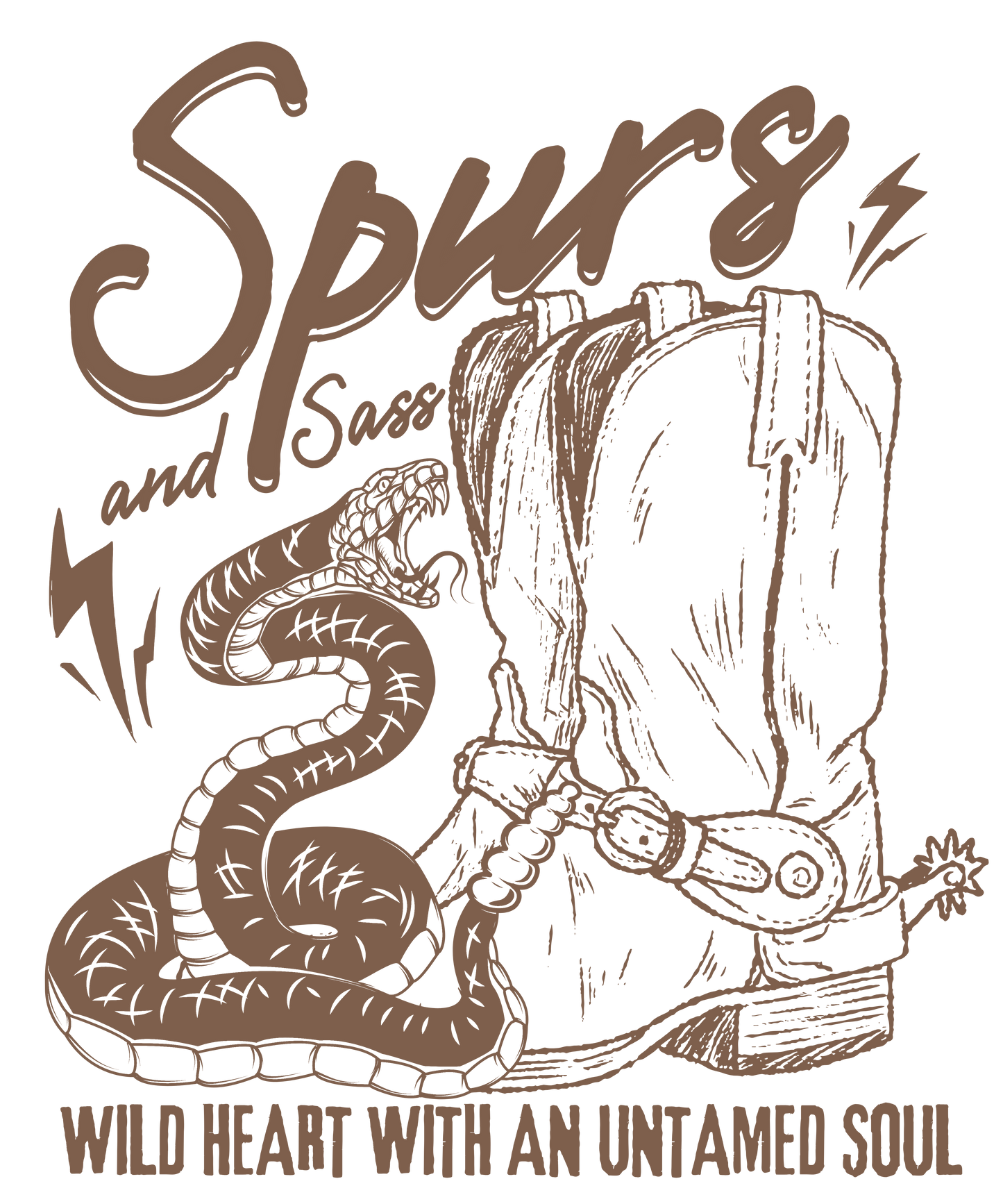 Spurs And Sass In Brown Logo