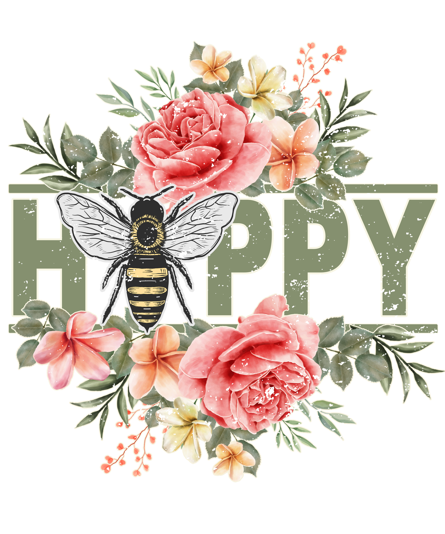 Bee Happy Floral Green Logo