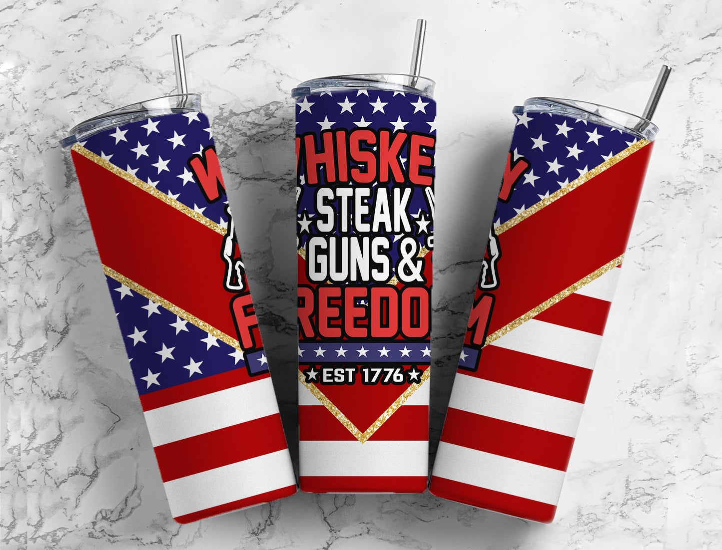 Whiskey, Steak, Guns & Freedom Tumbler