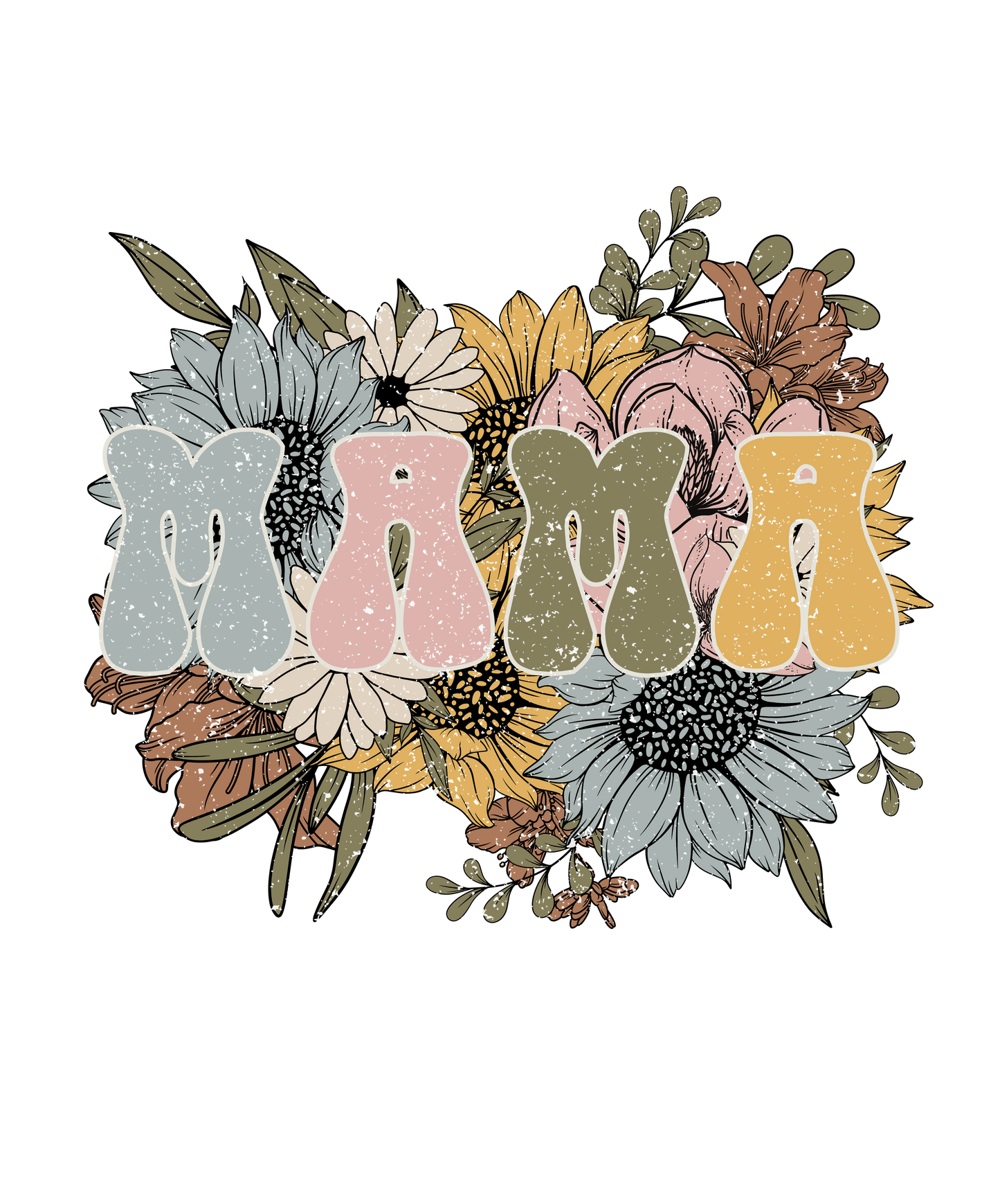 MaMa Retro Blue Sunflower Logo