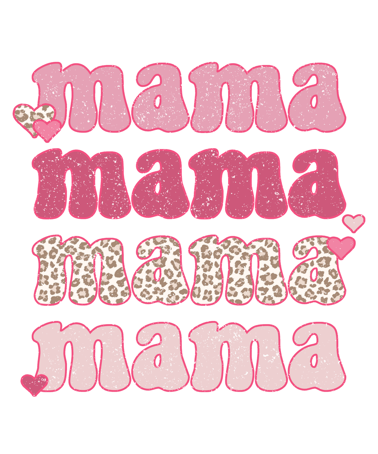 MaMa Stacked Distressed Pink Logo