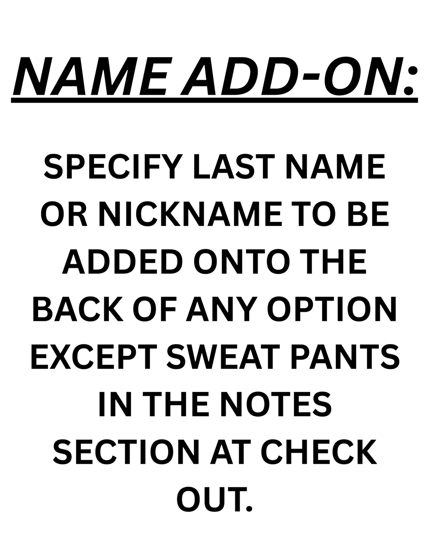 OPTIONAL NAME ADD ON