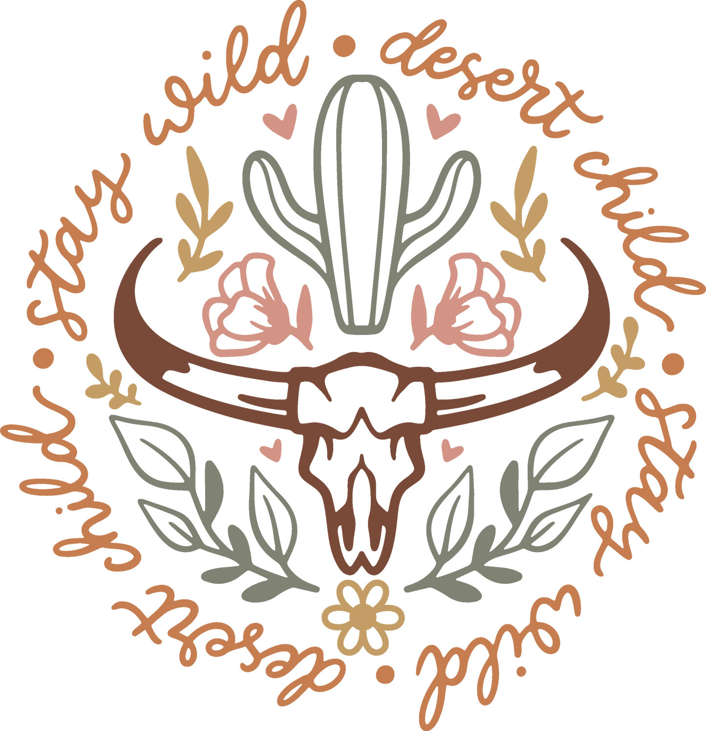 Bull And Cactus Stay Wild Desert Child Design