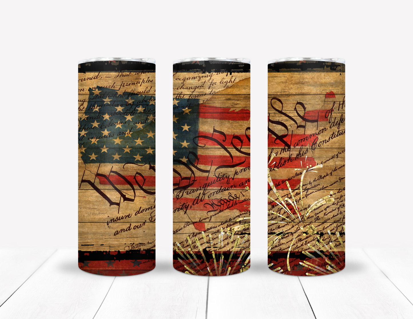 US Flag & Constitution With Fireworks Tumbler