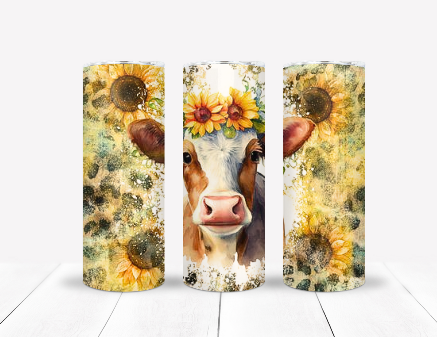 Floral Cow & Leopard Print Tumbler