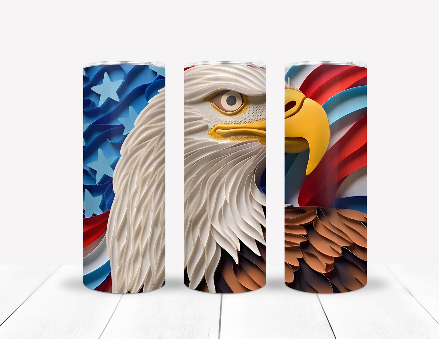 American Eagle Profile With Flag Background Tumbler