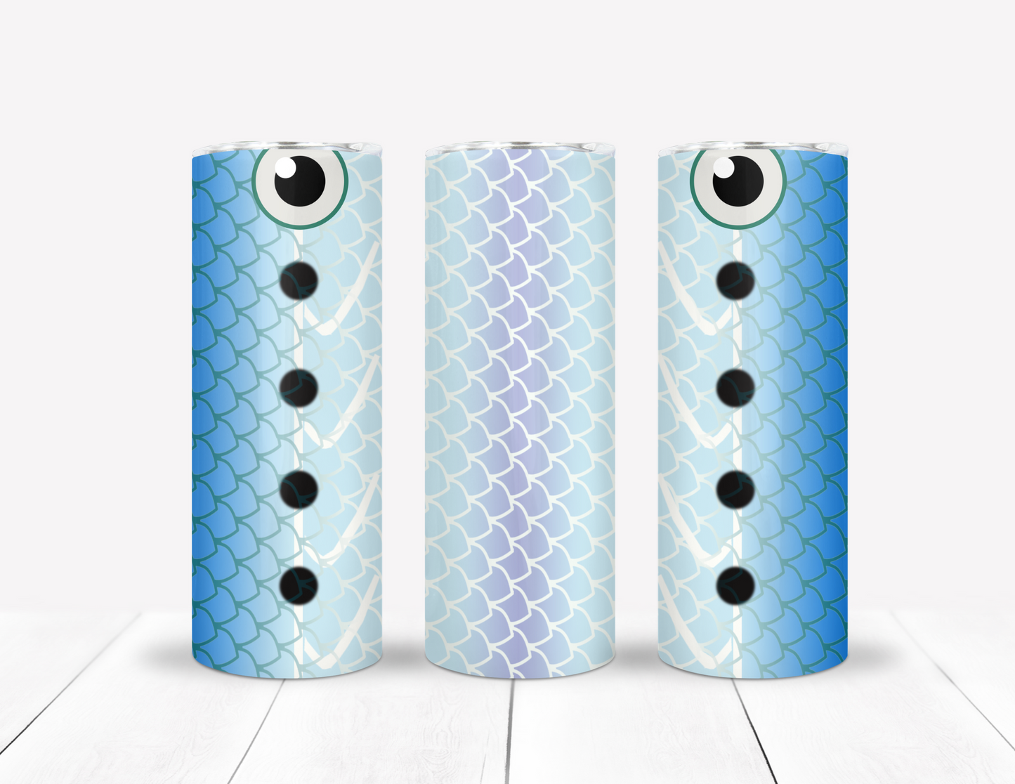 Blue & White Fishing Lure Tumbler