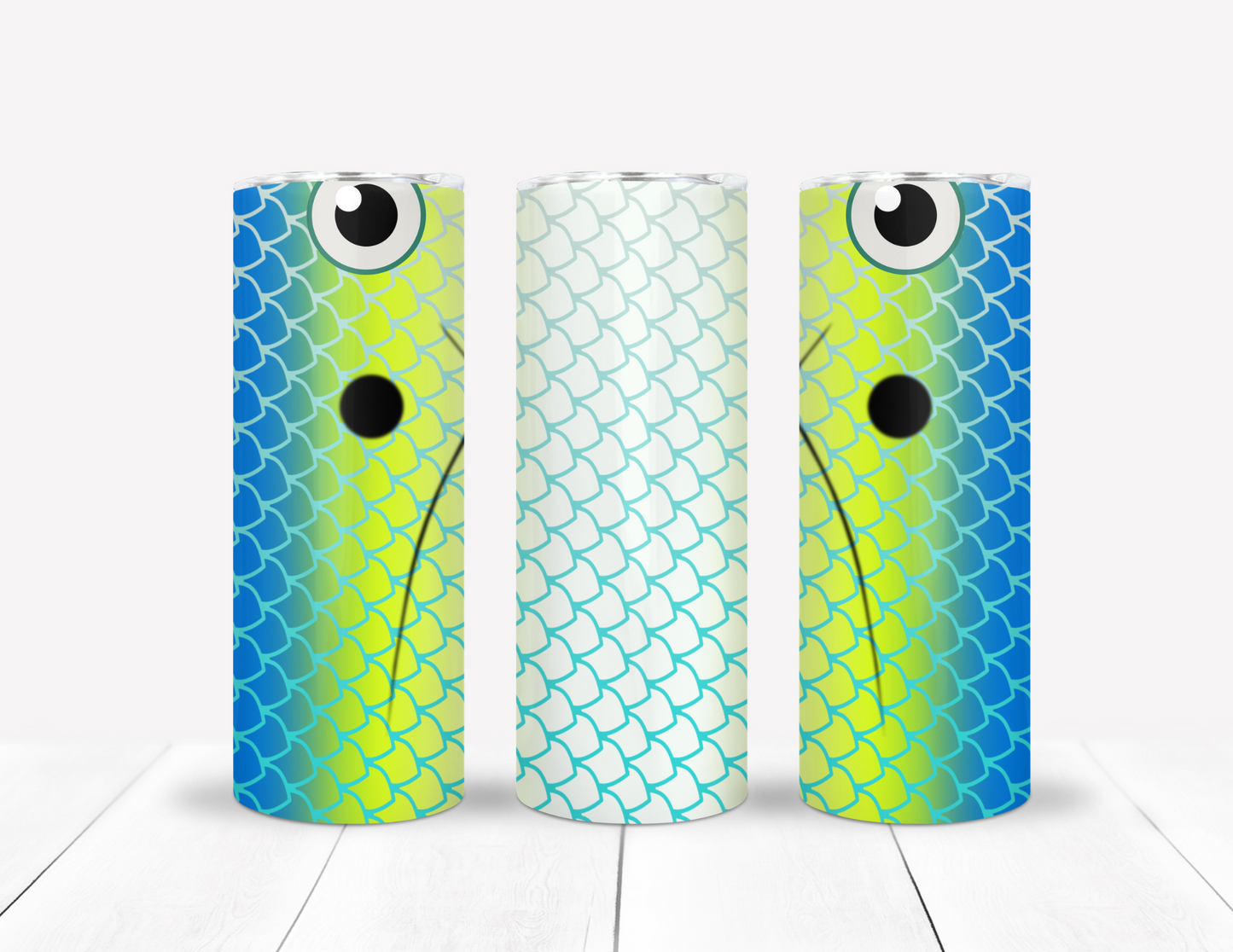 Blue, White & Yellow Fishing Lure Tumbler