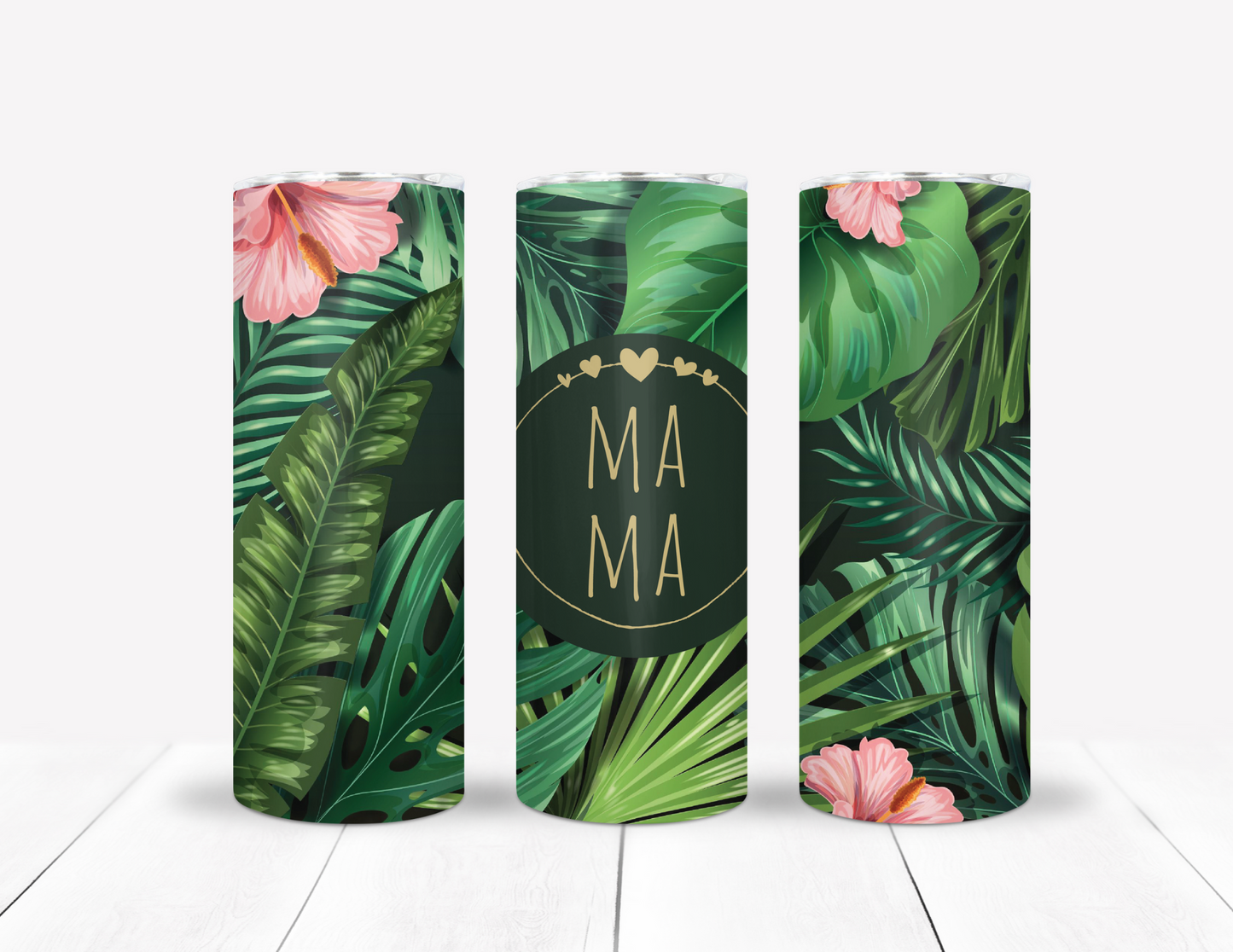 Hibiscus & Tropical Leaves MaMa Tumbler