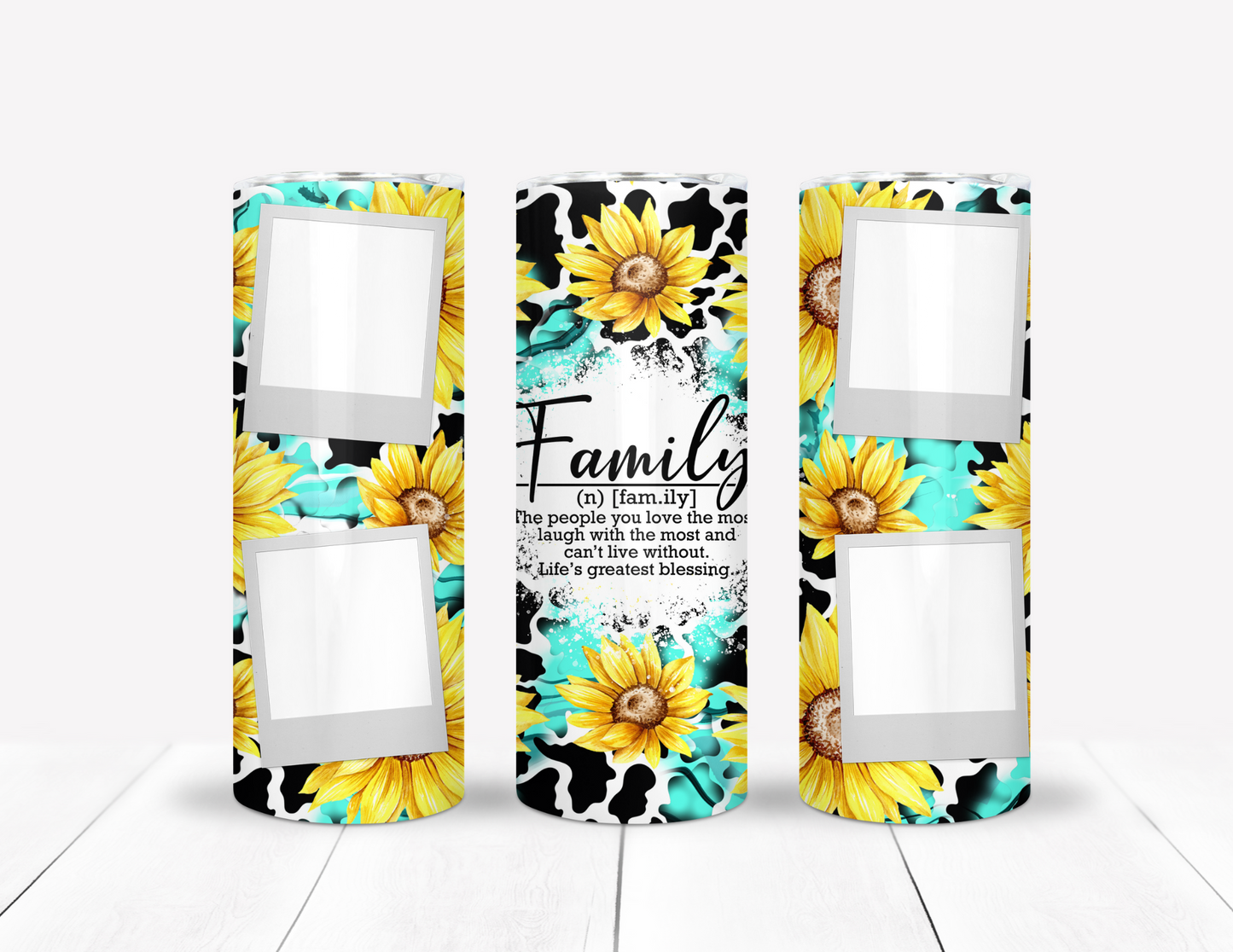 Sunflowers & Cow Print Custom Picture Tumbler