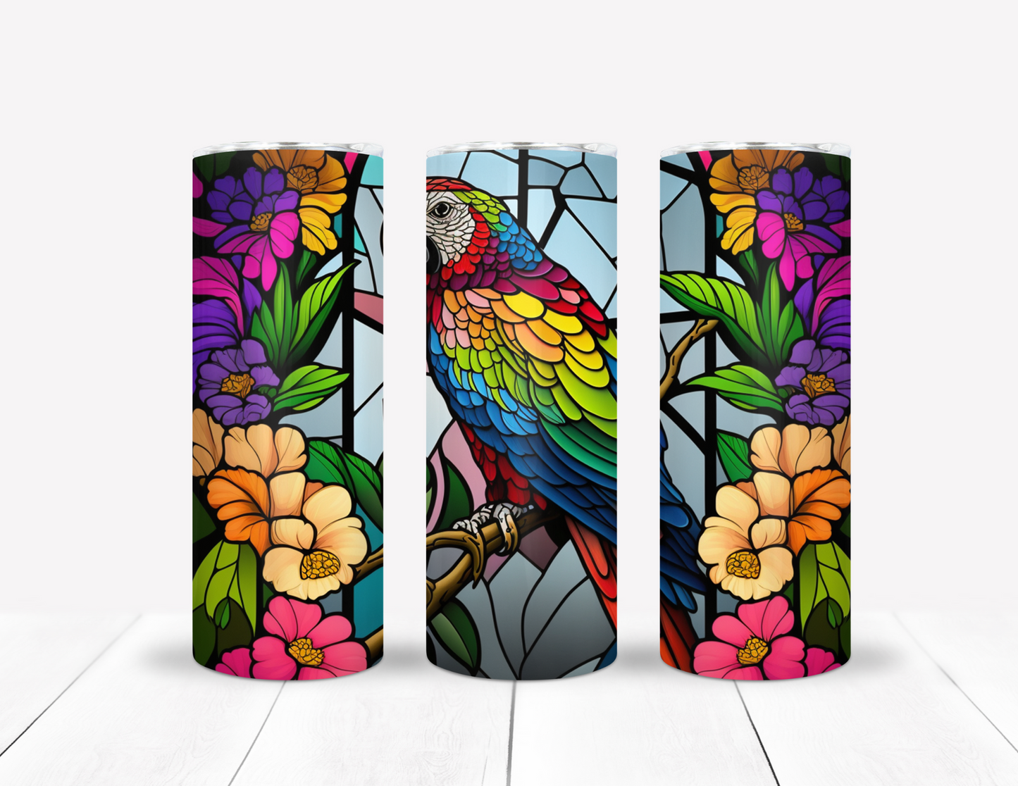 Parrott Stained Glass Tumbler