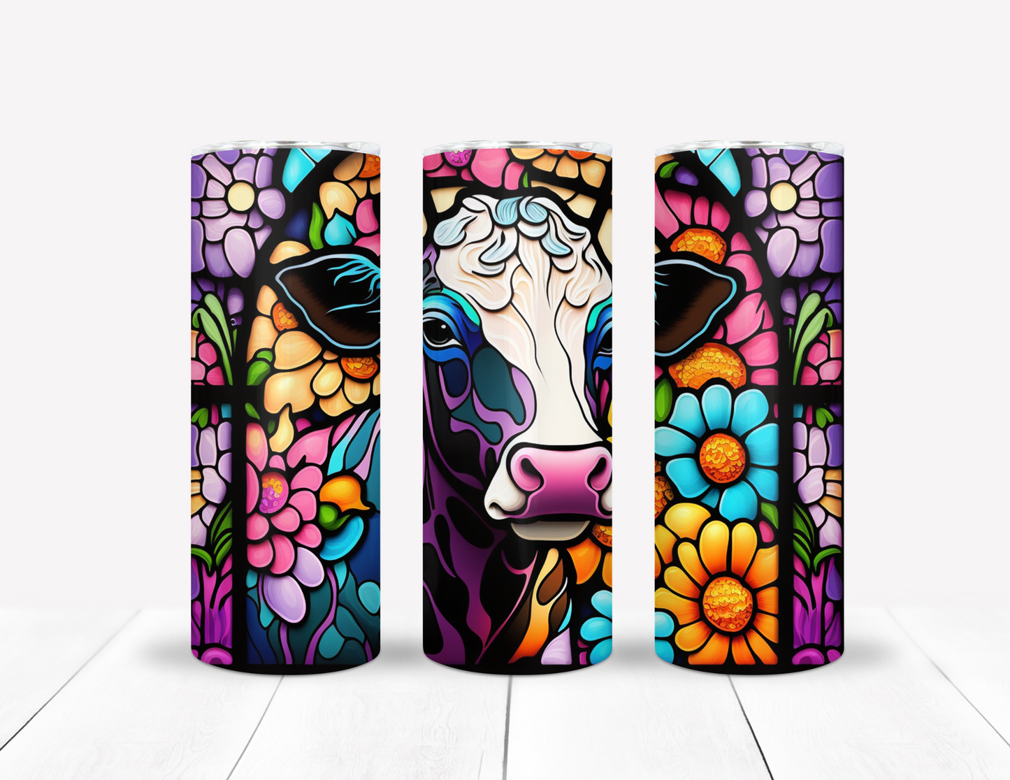 Cow Stained Glass Tumbler