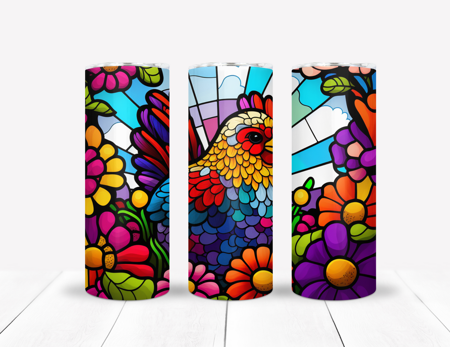 Chicken / Hen Stained Glass Tumbler