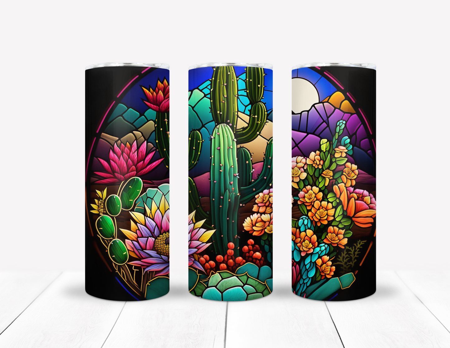 Succulent / Cactus Stained Glass Tumbler