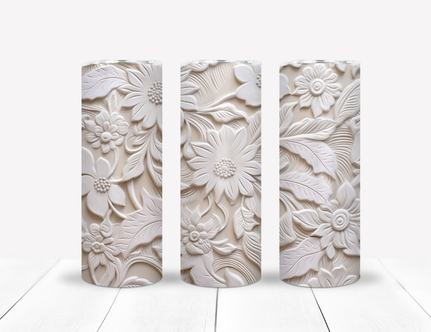 White Floral Tumbler