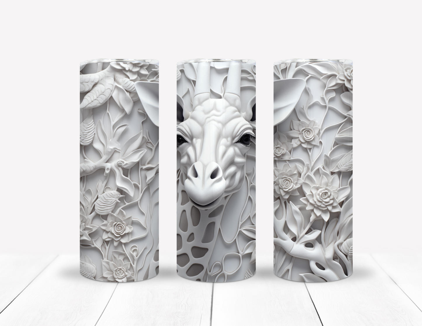 White Giraffe Floral Tumbler