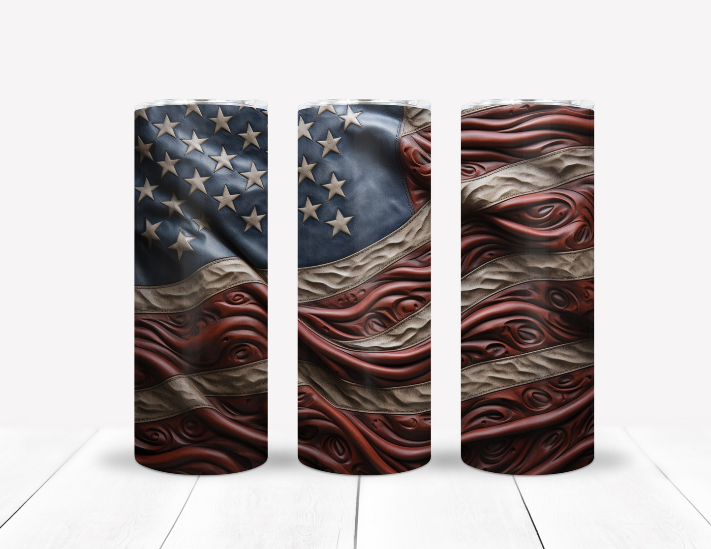 Tooled Leather American Flag Tumbler