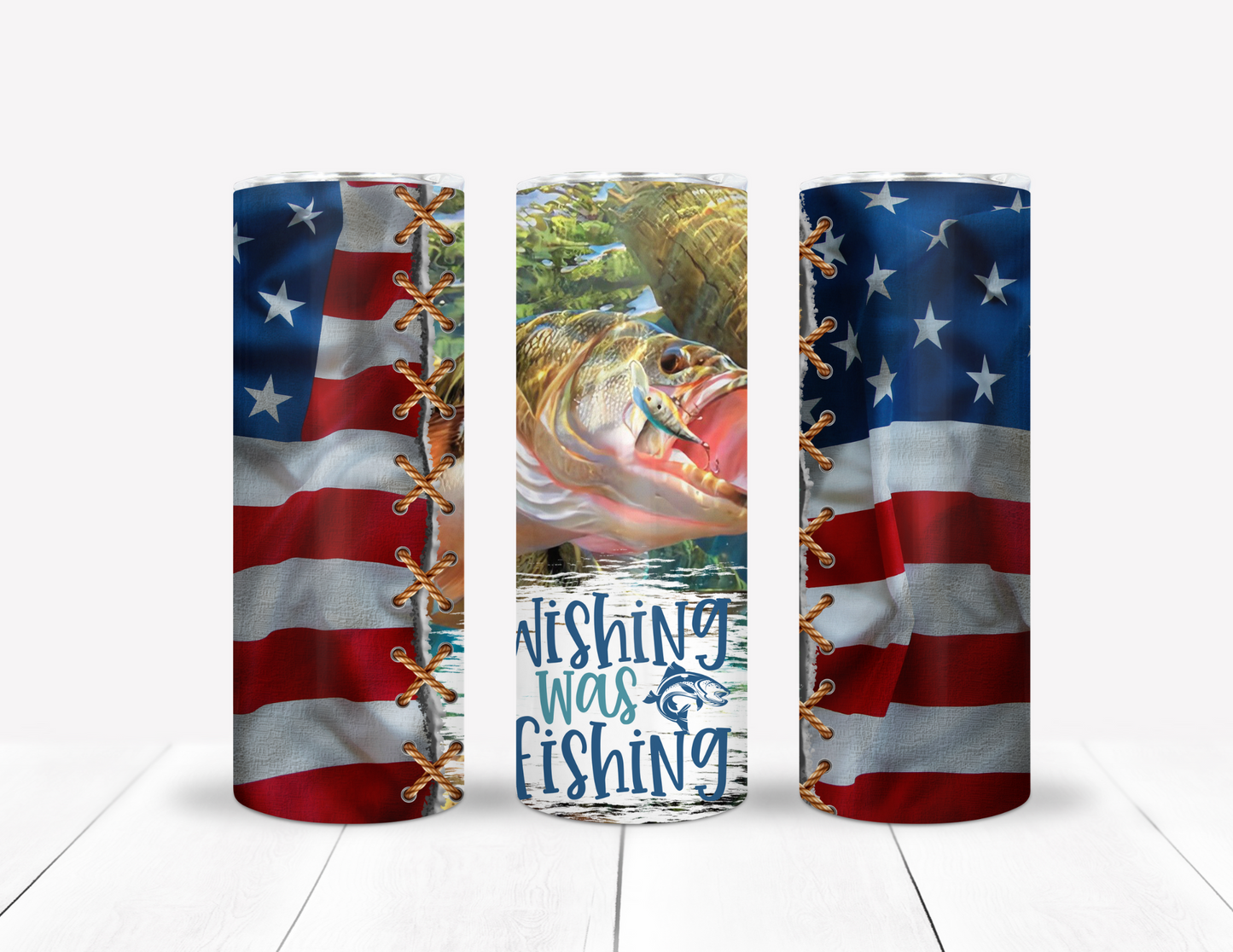 Fishing & American Flag Tumbler