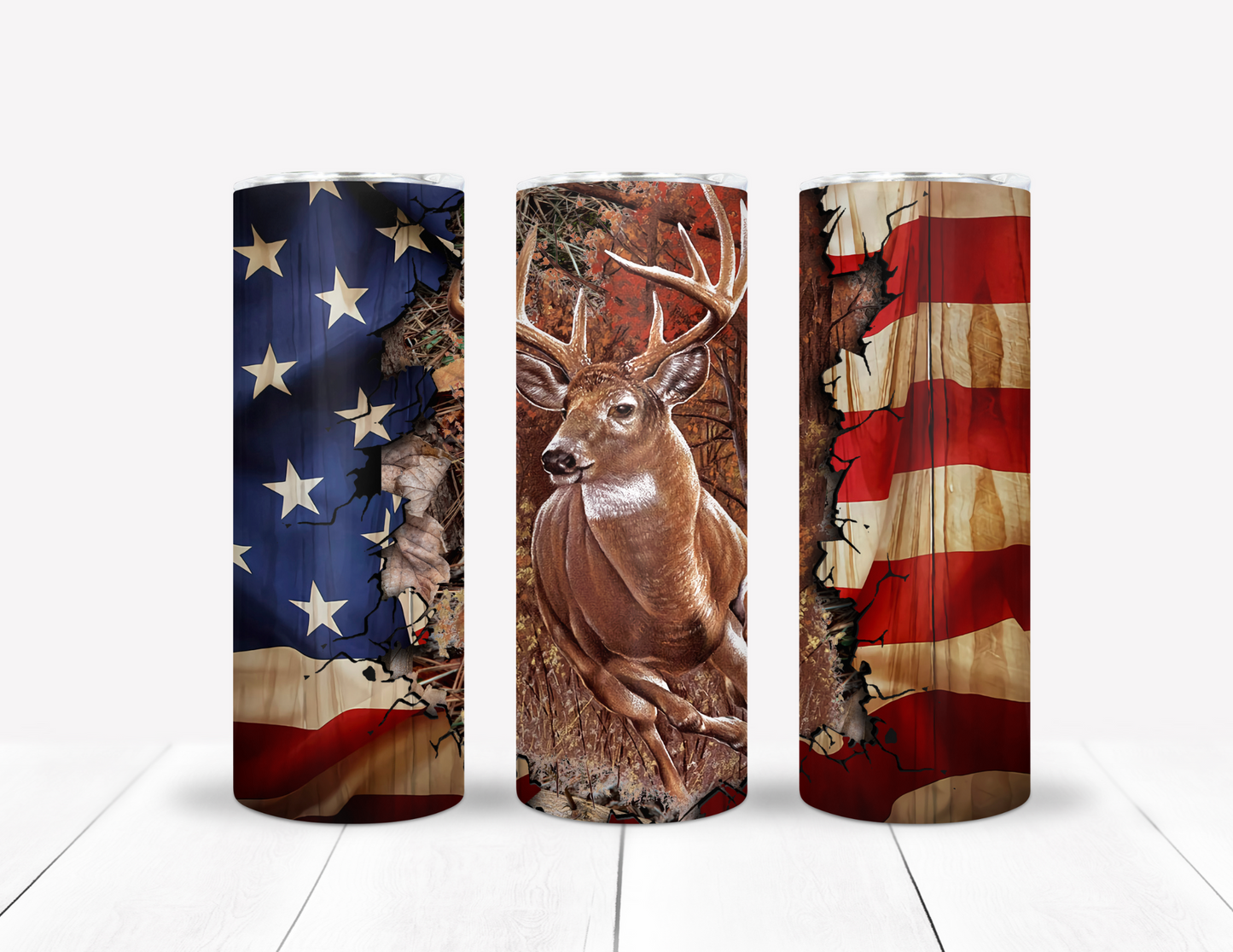 Deer Hunting & American Flag Tumbler