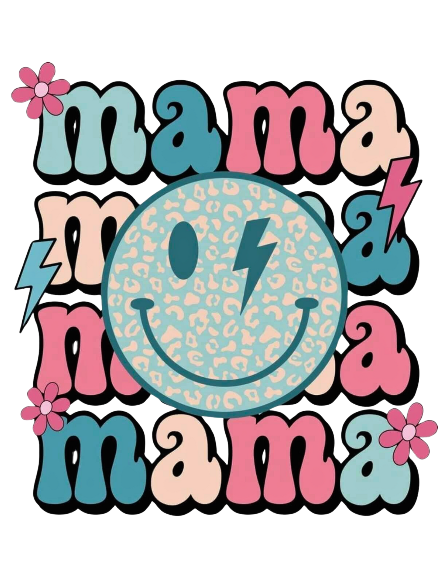 Stacked Mama Smiley Logo Tee