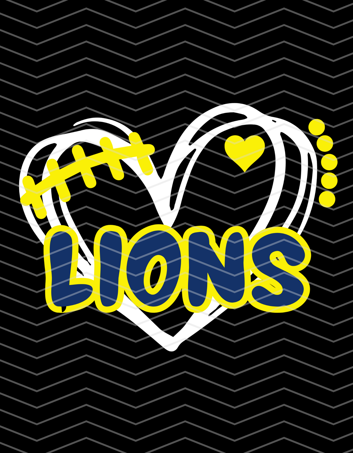 Lions Football Heart In White