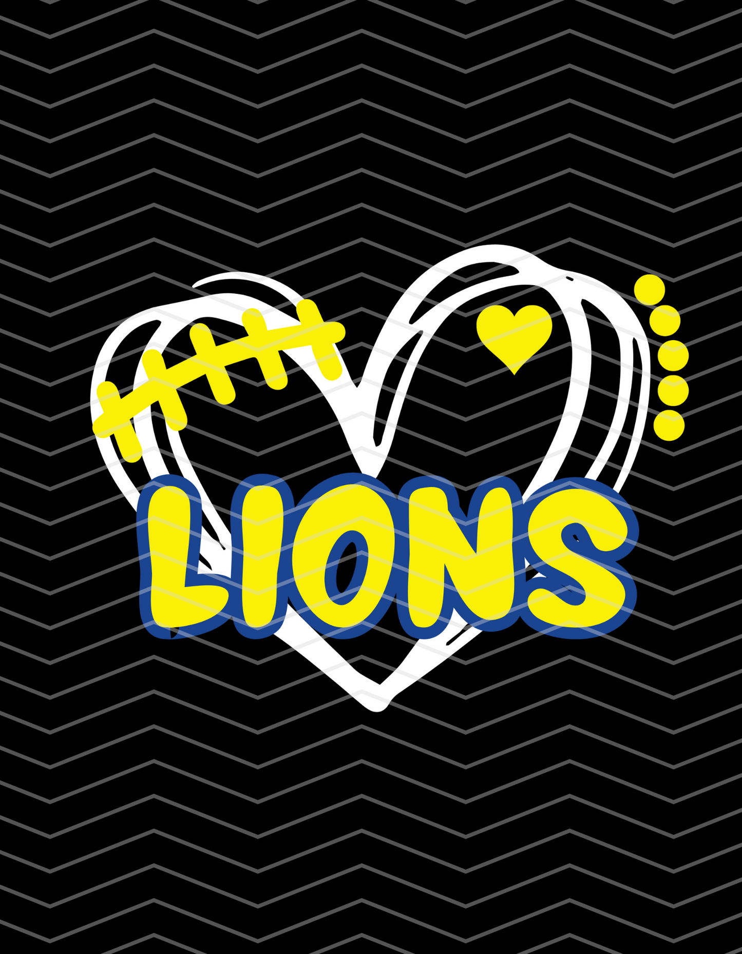 Lions Football Heart In White & Yellow!