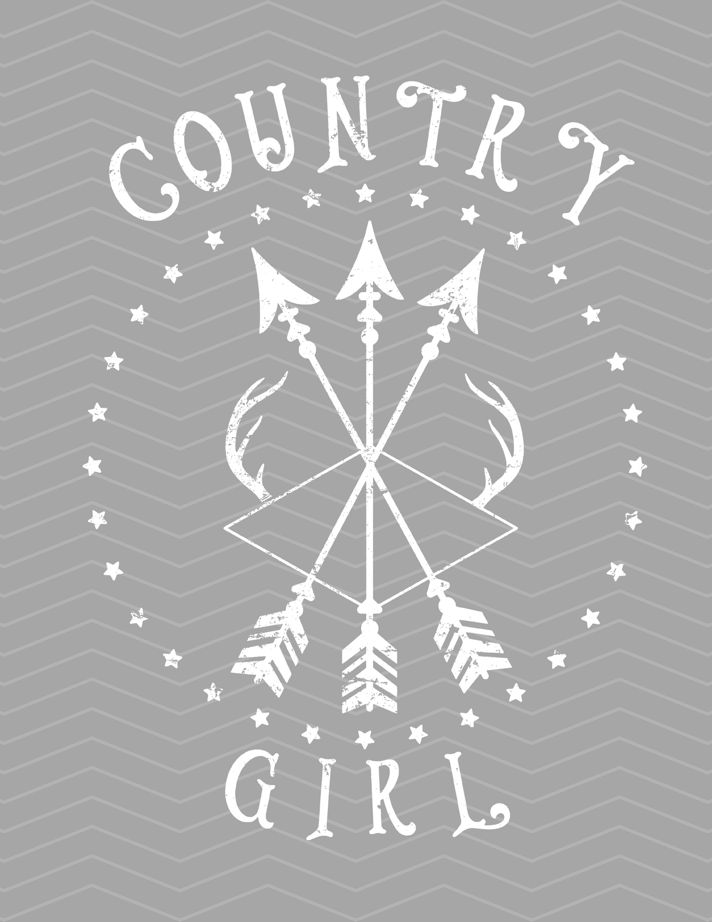 Country Girl White Distressed Graphic!