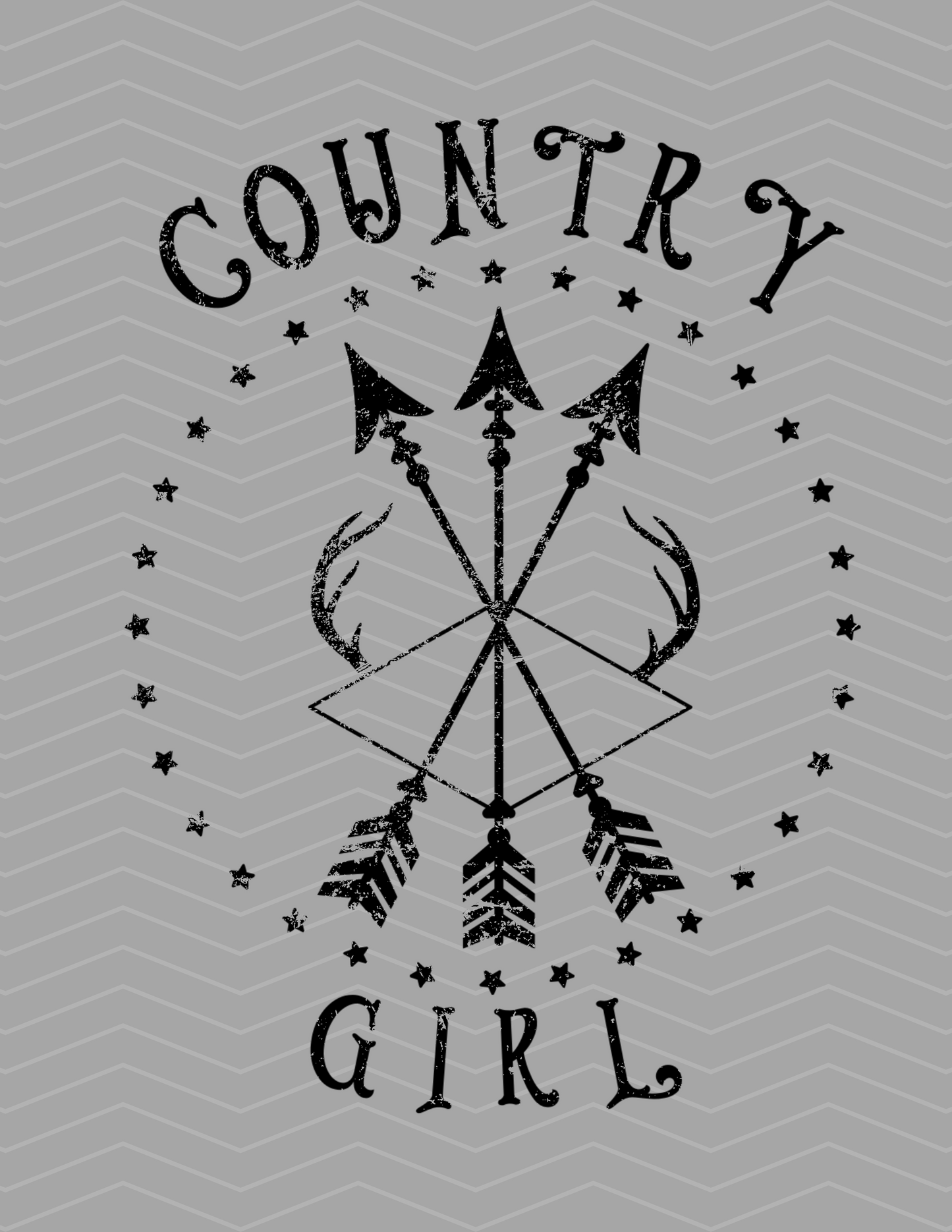 Country Girl Black Distressed Graphic!