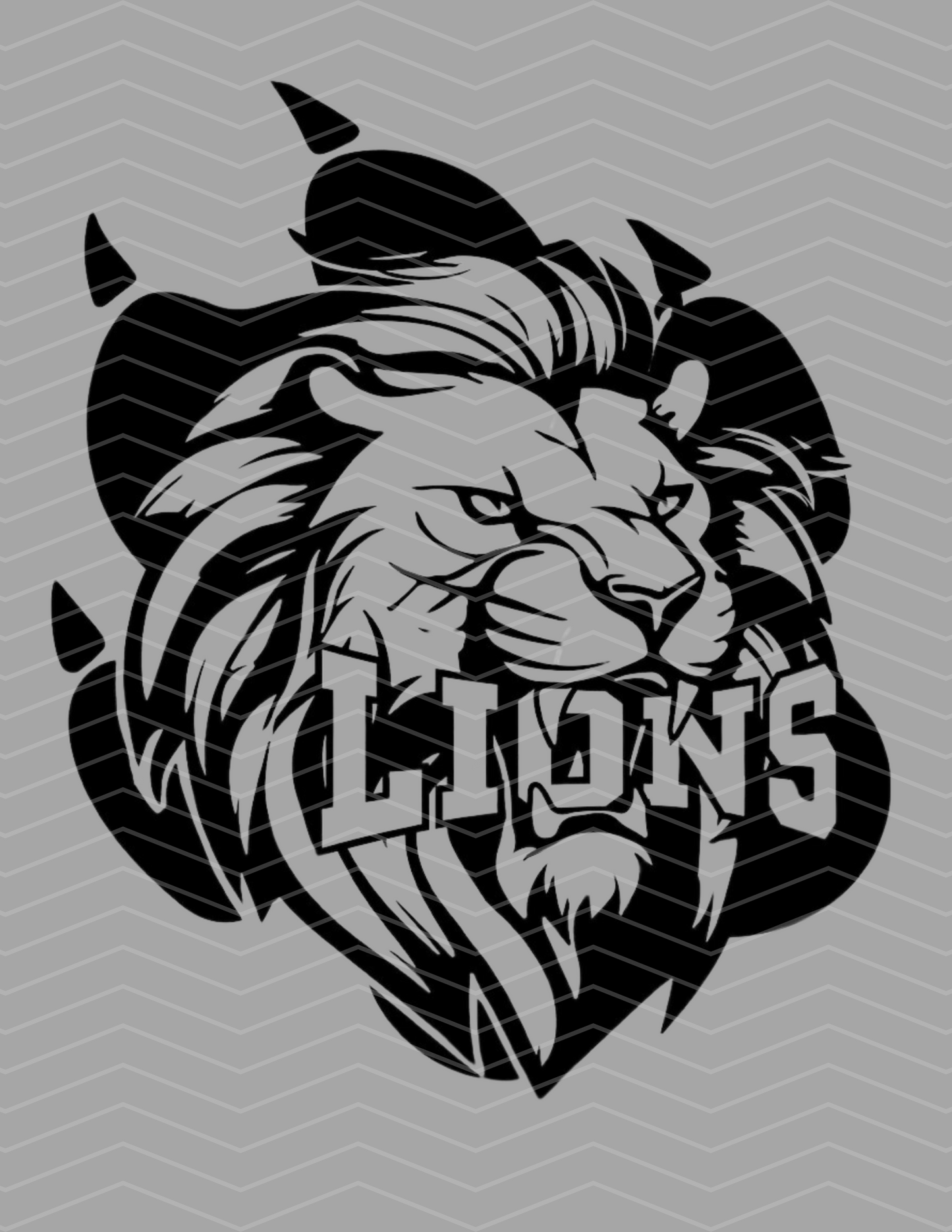 Black & White Lion & Paw Print Mascot Graphic!