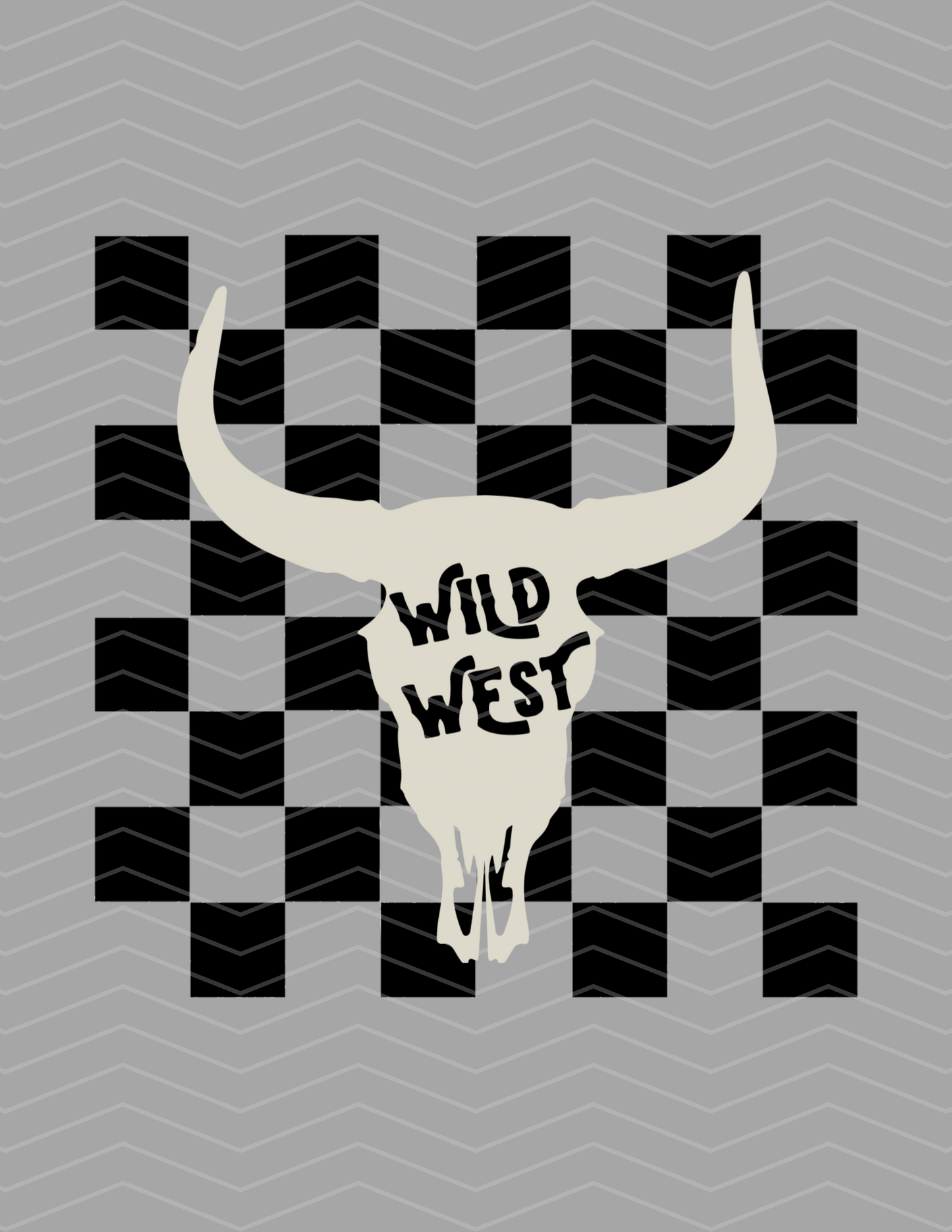 Retro Checkered Wild West Skull Graphic!