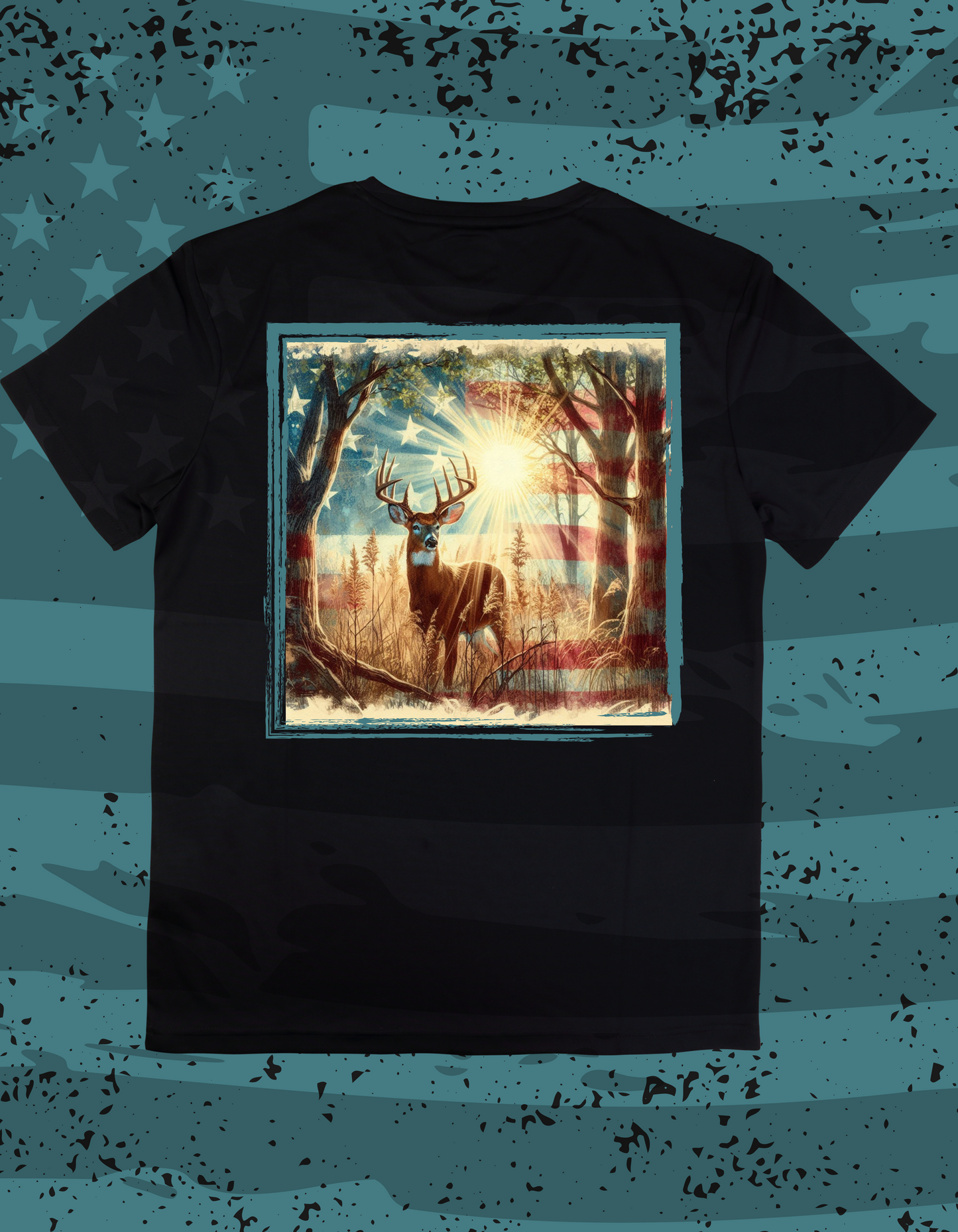 Vintage Buck With American Flag