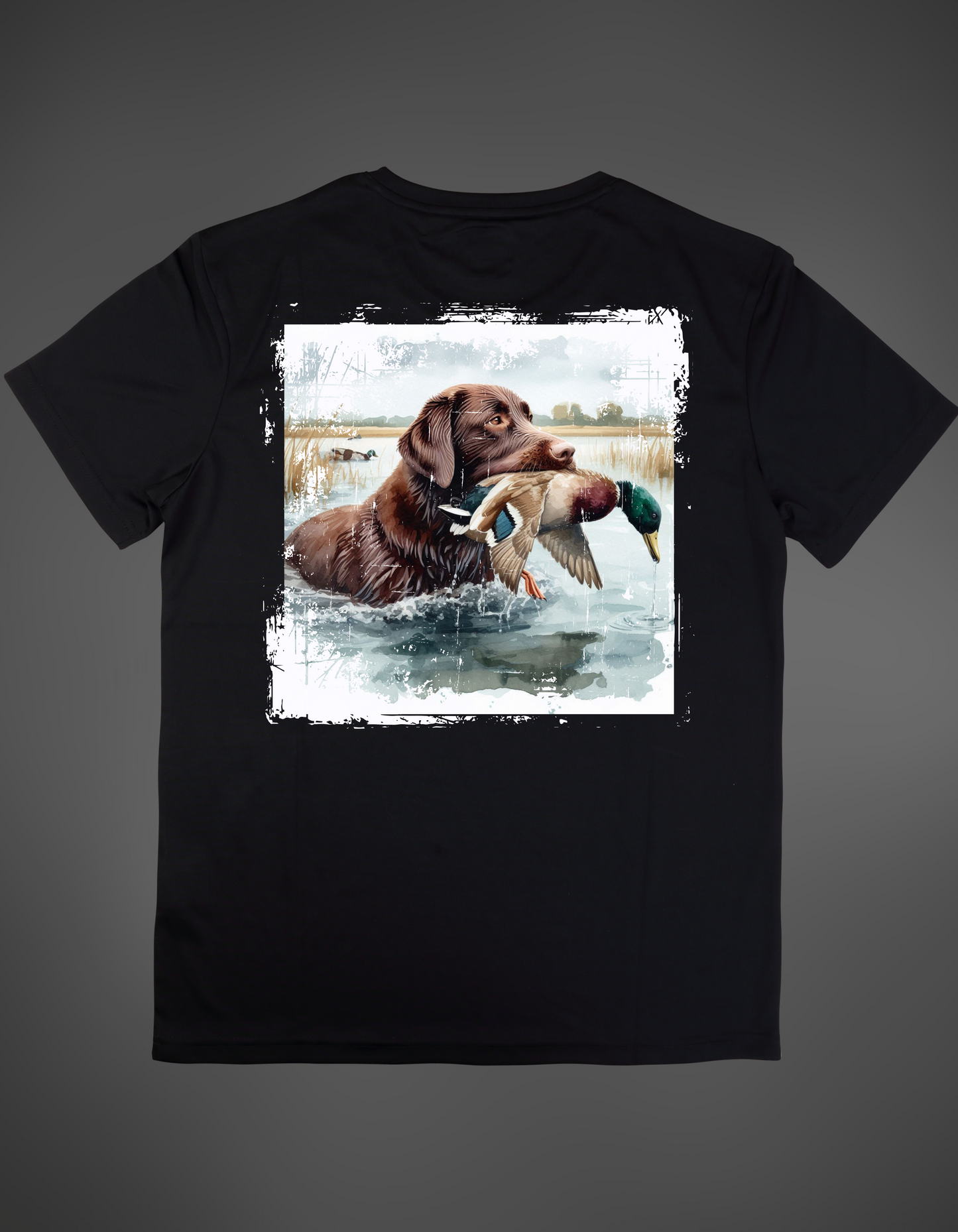 Chocolate Lab with Duck