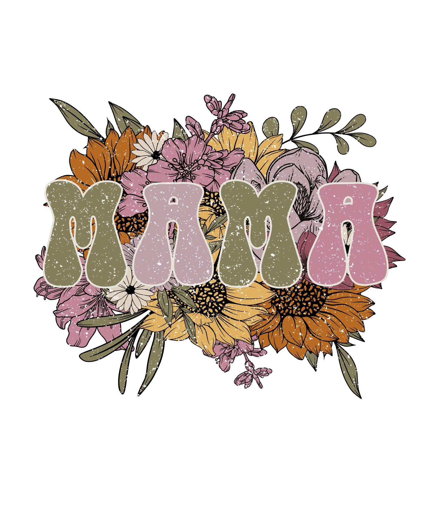 MaMa Retro Floral Green & Purple Logo