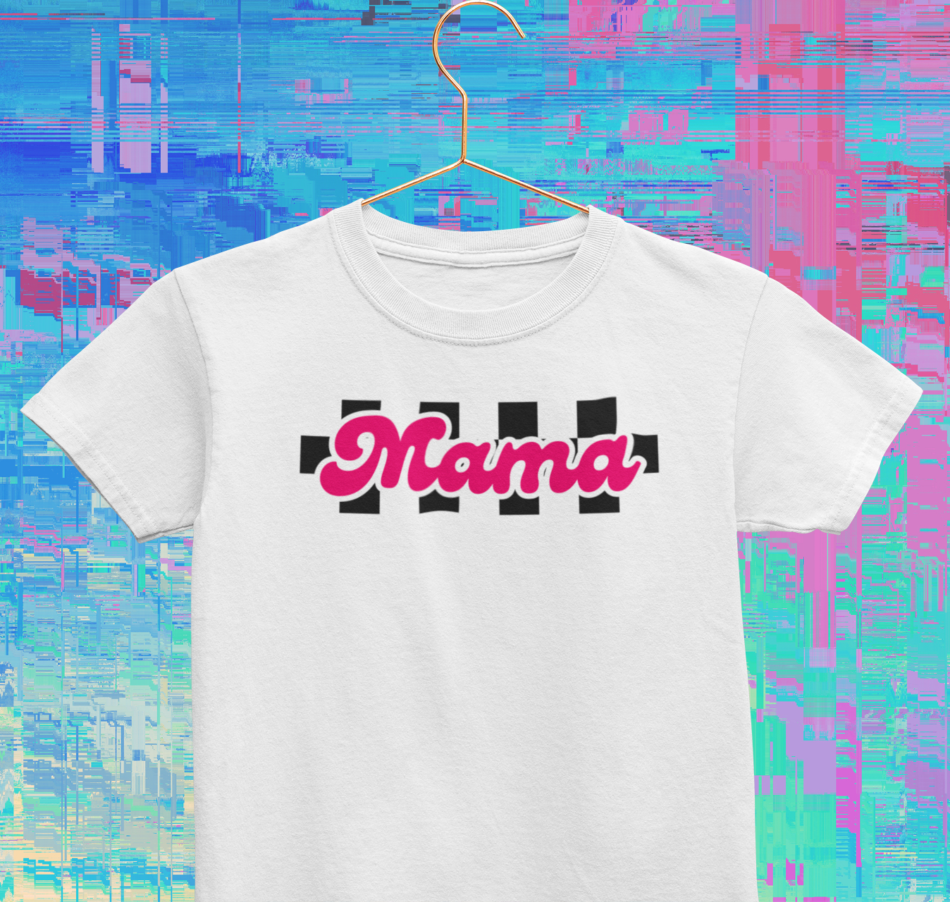 MaMa Hot Pink Checkered Logo