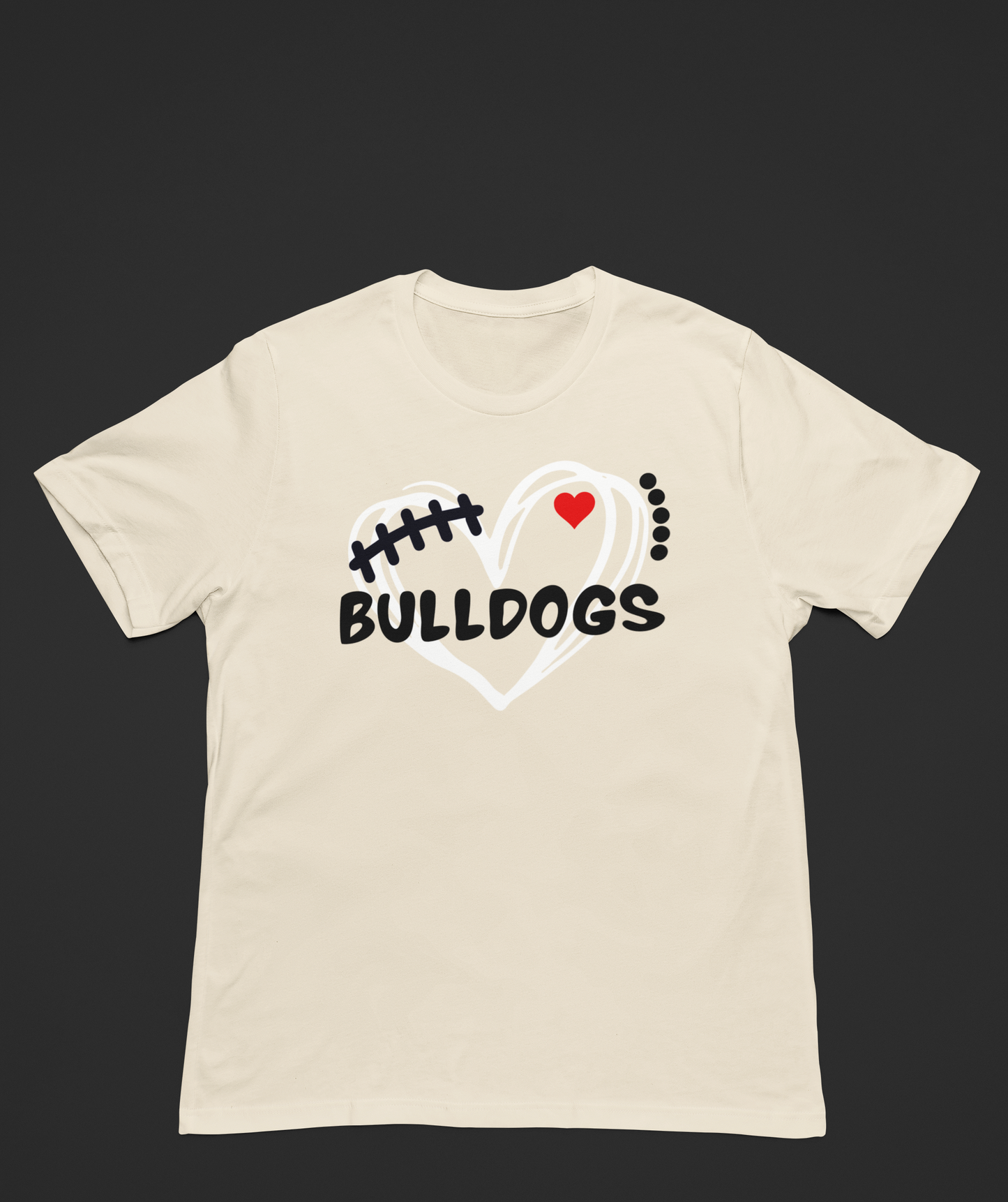 Bulldogs Football Heart In White & Black!