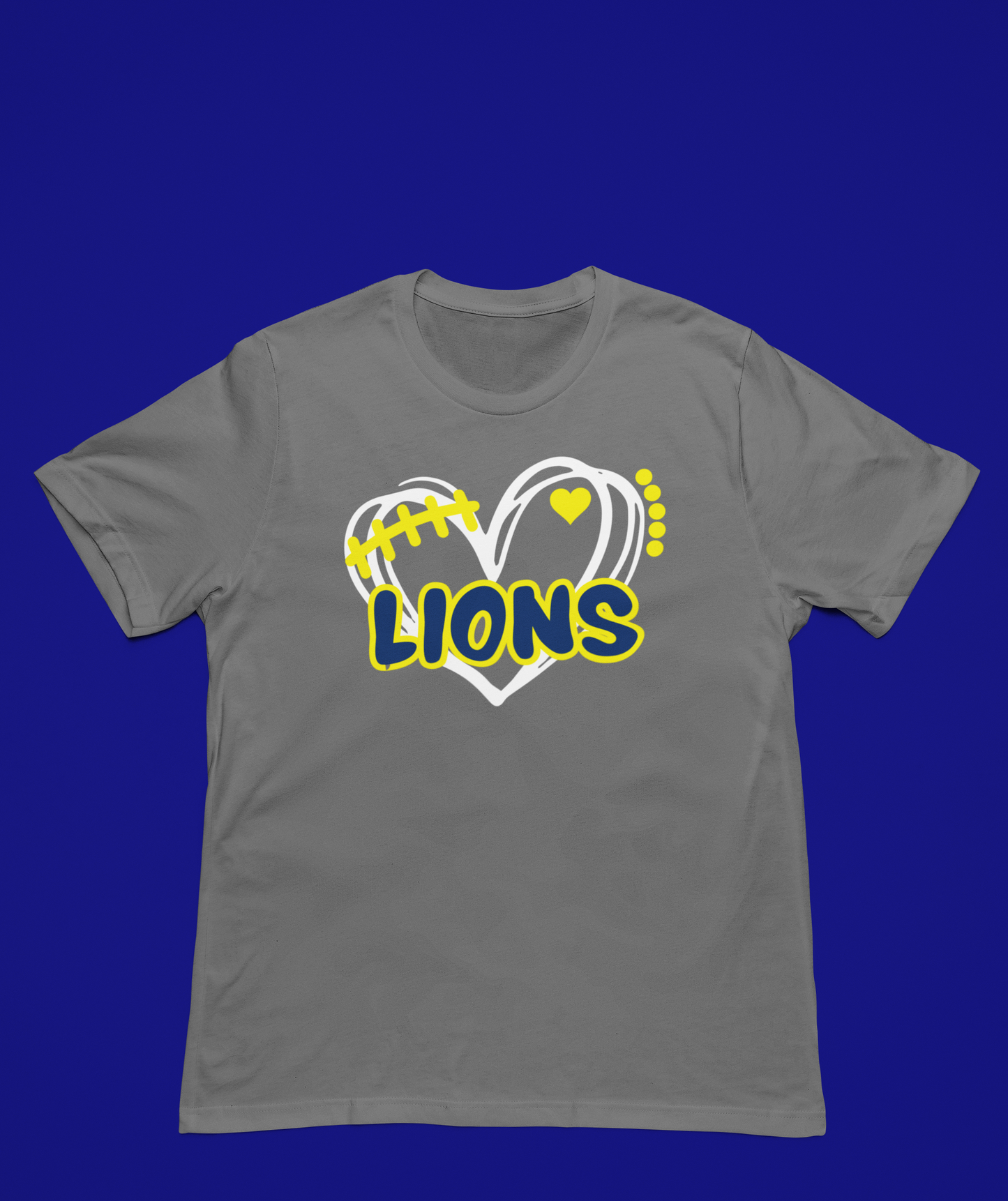 Lions Football Heart In White