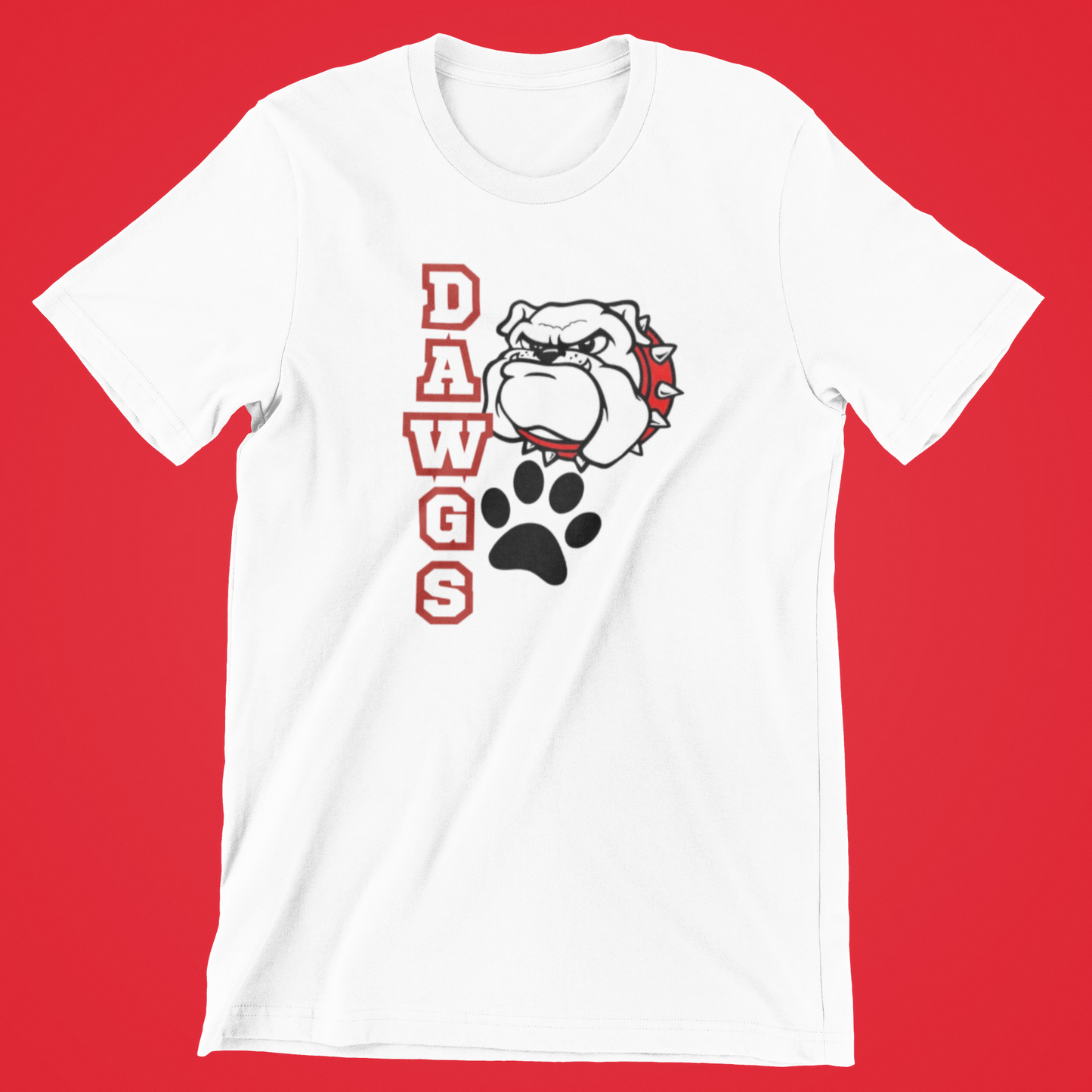 Vertical Dawgs Bulldogs Logo & Paw Trio