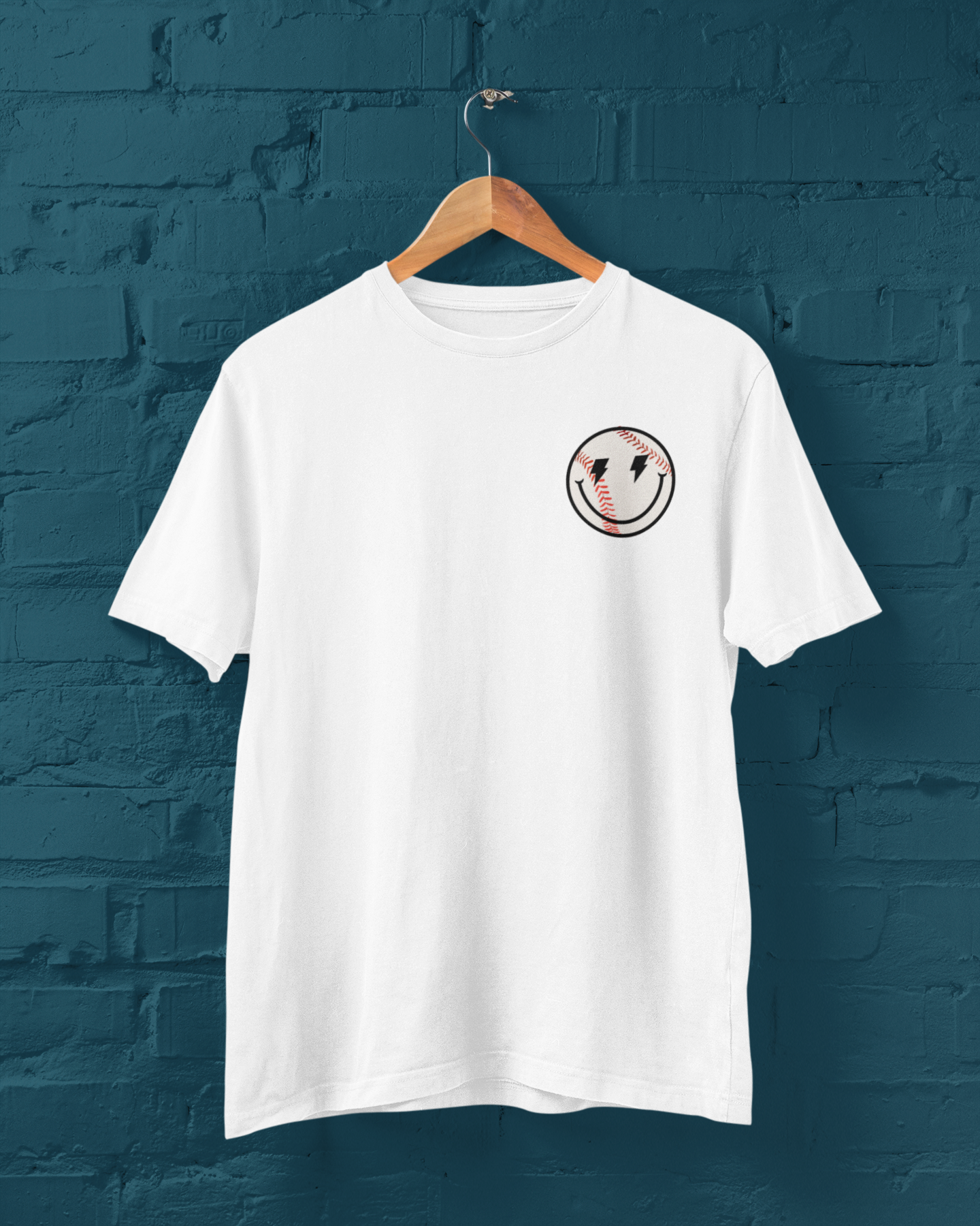 Red & Black Baseball Retro Smiley Logo