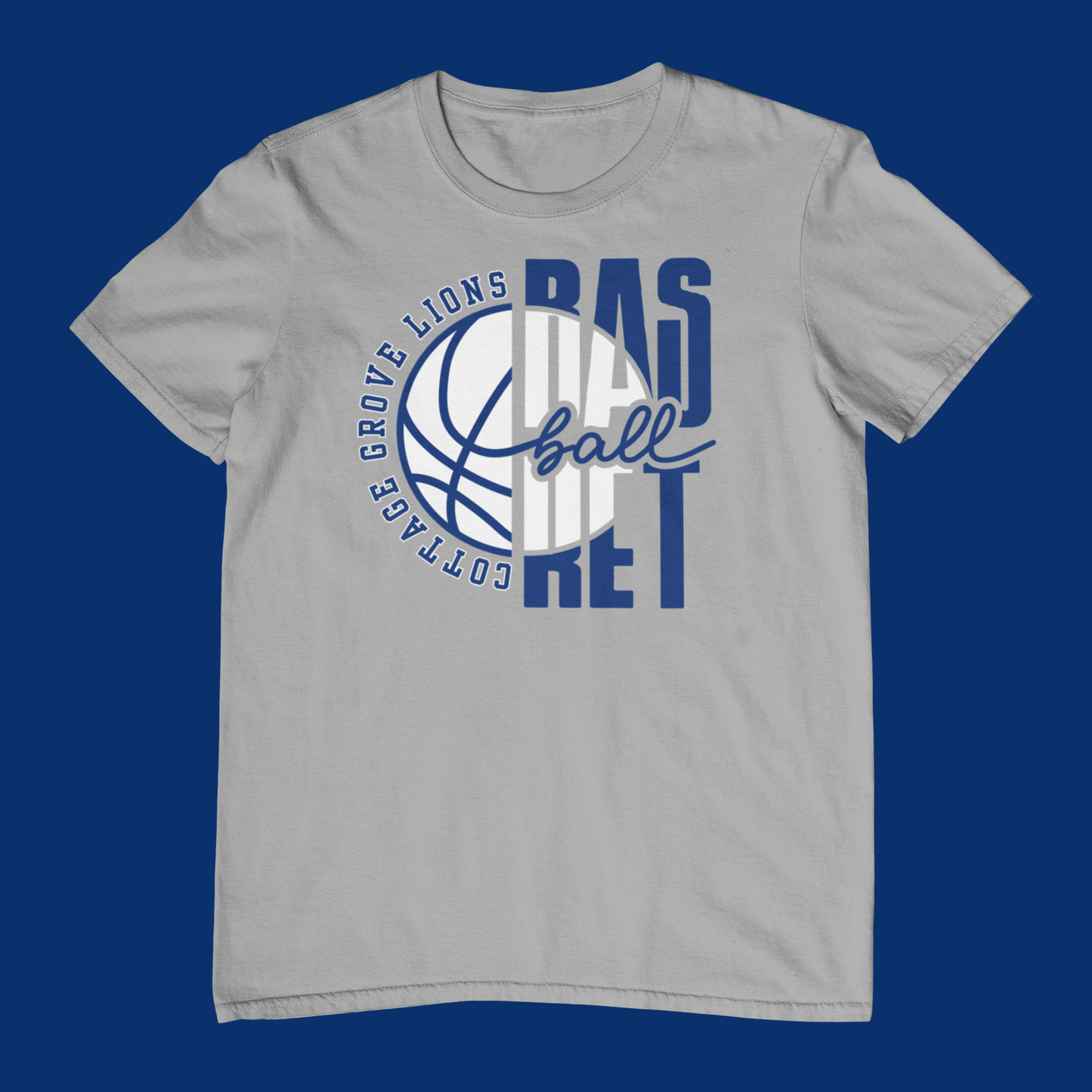 Cottage Grove Lions Blue & White Basketball Logo