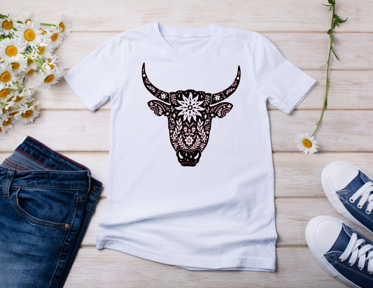 Filigree Bull Head in Black