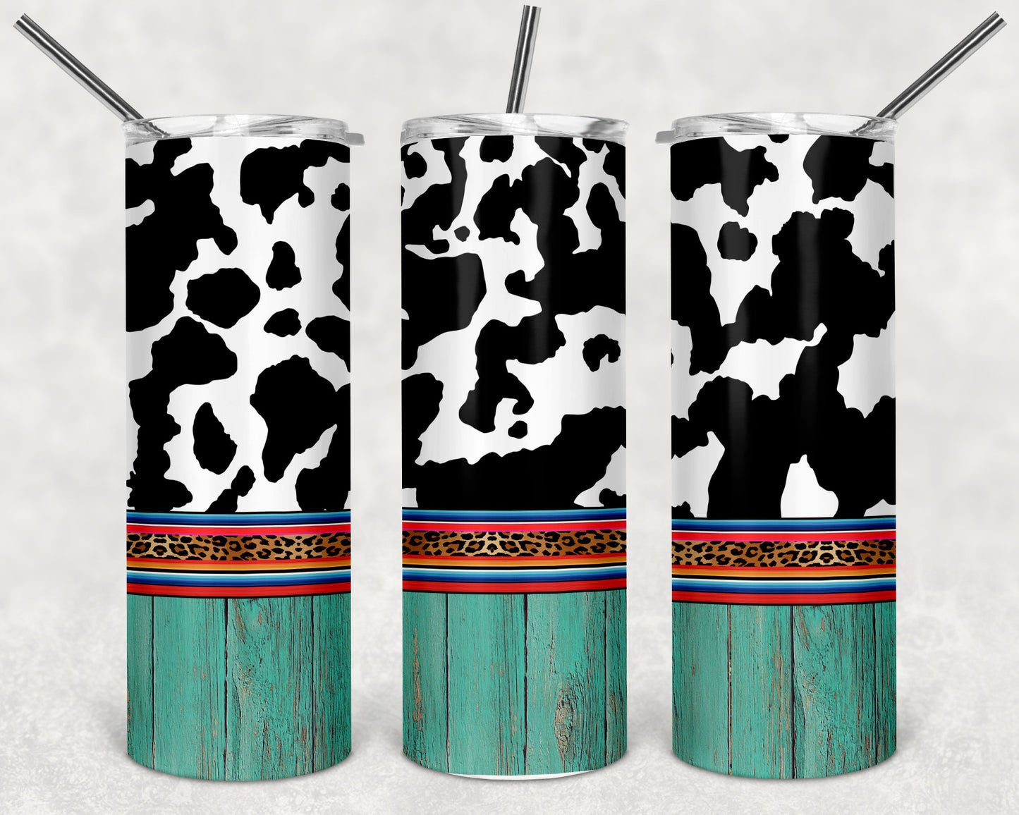 Black & White Cow Print With Border Tumlber