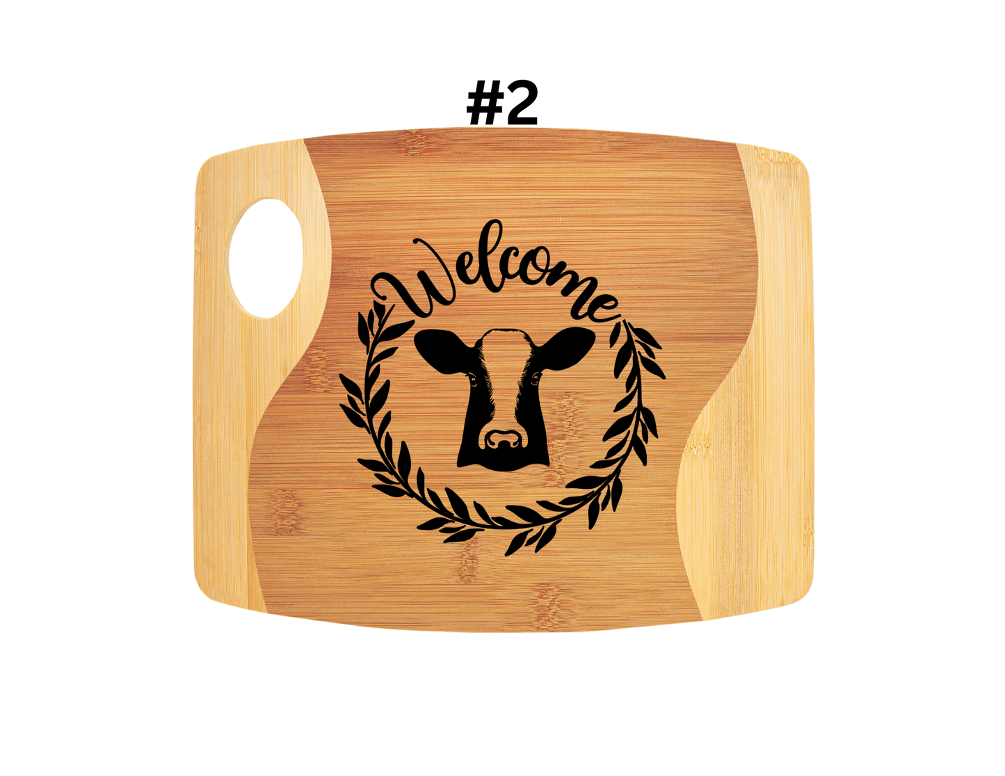 Welcome Cow With Wreath Cutting Board