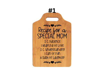 Recipe For A Special Mom Cutting Board