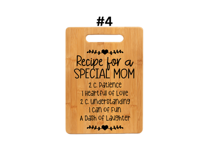 Recipe For A Special Mom Cutting Board