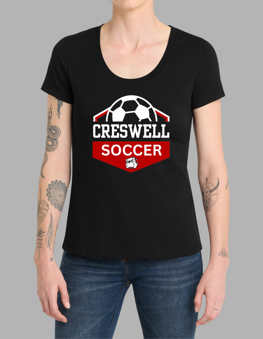 BLACK WOMENS SCOOP NECK T-SHIRT DESIGN #1