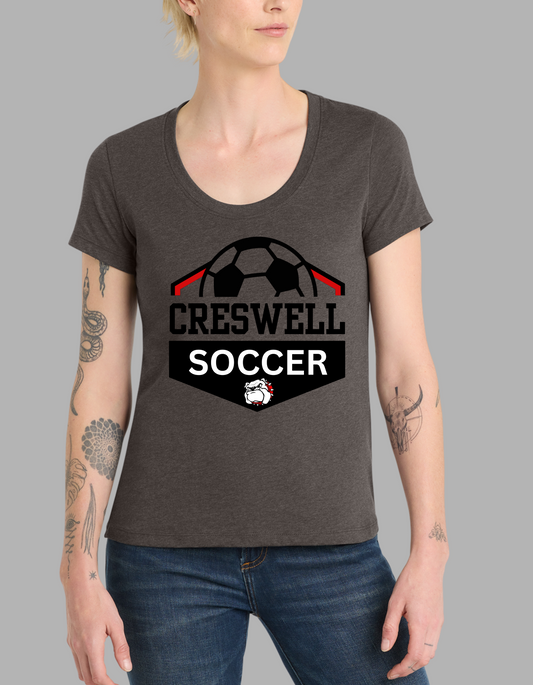 CHARCOAL GRAY WOMENS SCOOP NECK T-SHIRT DESIGN #3