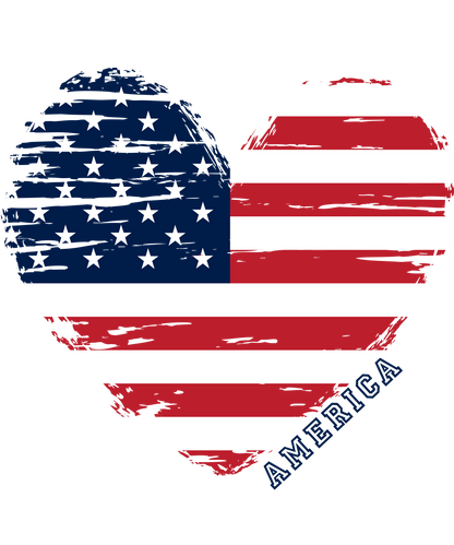America Distressed Flag Heart Logo