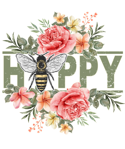 Bee Happy Floral Green Logo