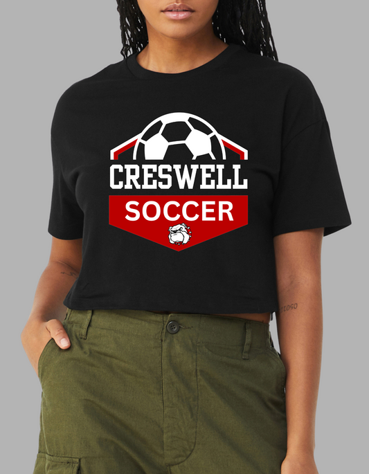 CRESWELL SOCCER WOMENS JERSEY CROP TEE DESIGN #1 -BLACK