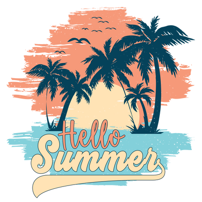 Hello Summer Palm Tree Logo